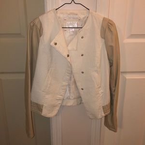 White and tan leather Jacket